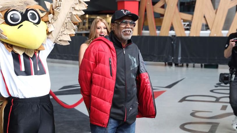 Henry Ison, photographed at Mercedes-Benz Stadium this week, began attending Falcons games in 1968 and has been a season-ticket holder since 1971. (AMB Sports & Entertainment photo)