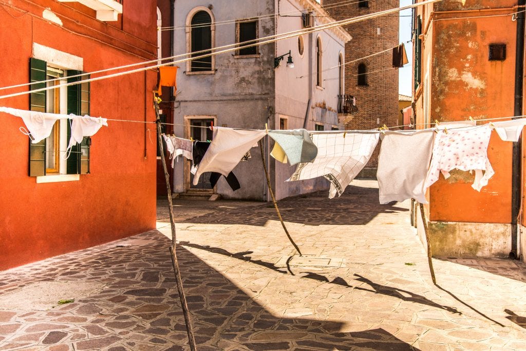 laundry blowing in the wind