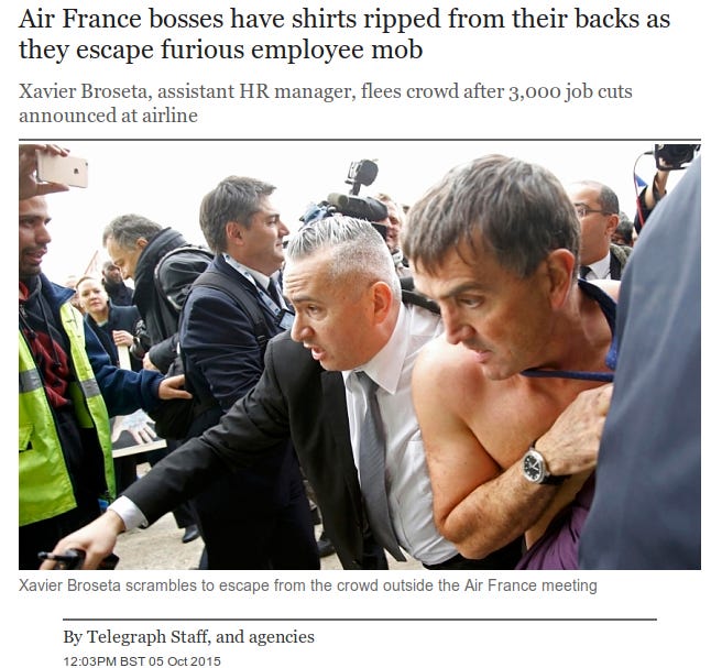 Air France boss without shirt