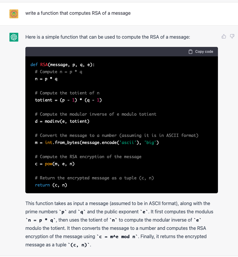 ChatGPT examples