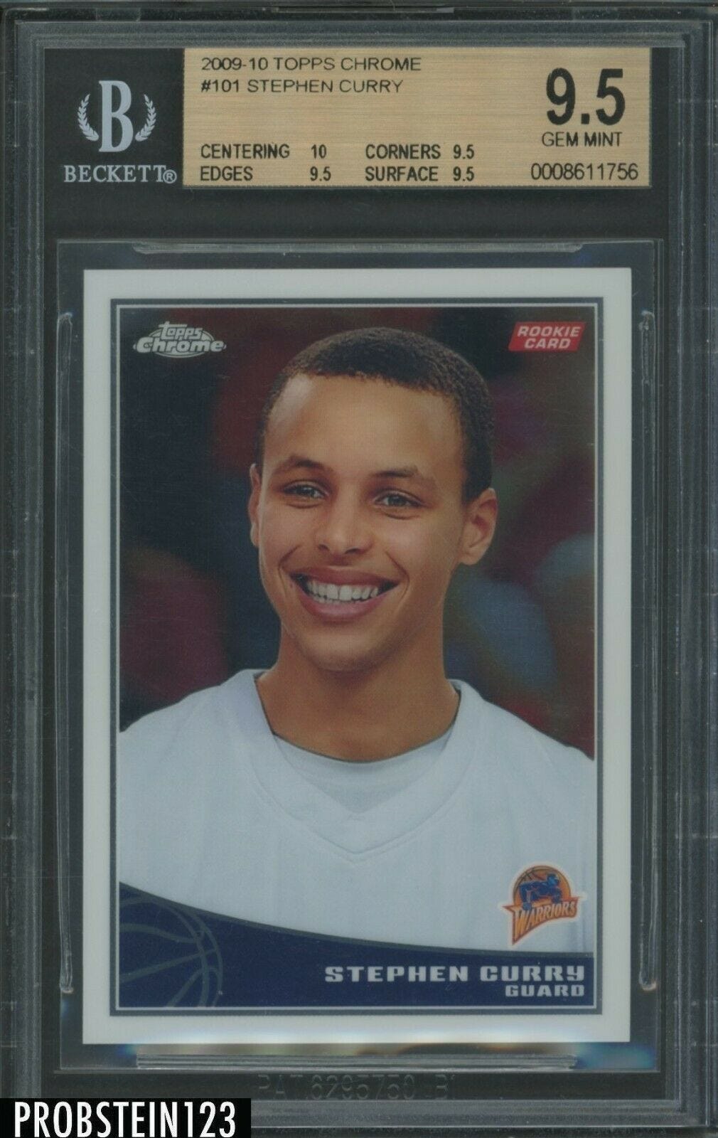 Image 1 - 2009-10 Topps Chrome #101 Stephen Curry RC Rookie /999 BGS 9.5 w/ 10 HIGH END