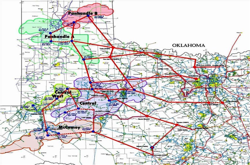 The Texas CREZ transmission system (source ERCOT). Solid lines indicate...  | Download Scientific Diagram