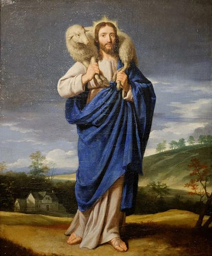 Jesus as "the Good Shepherd", by Phillipe de Champaigne, 16th century.