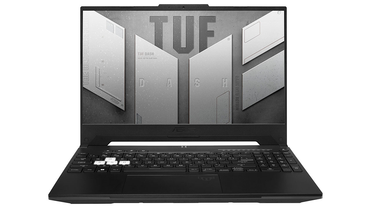 Asus TUF Dash gaming laptop on a white background