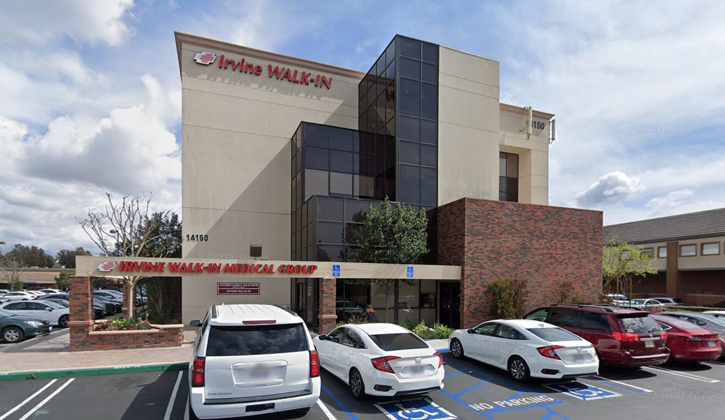Irvine Walk-In Center, a medical clinic in Irvine, California in Southern California.