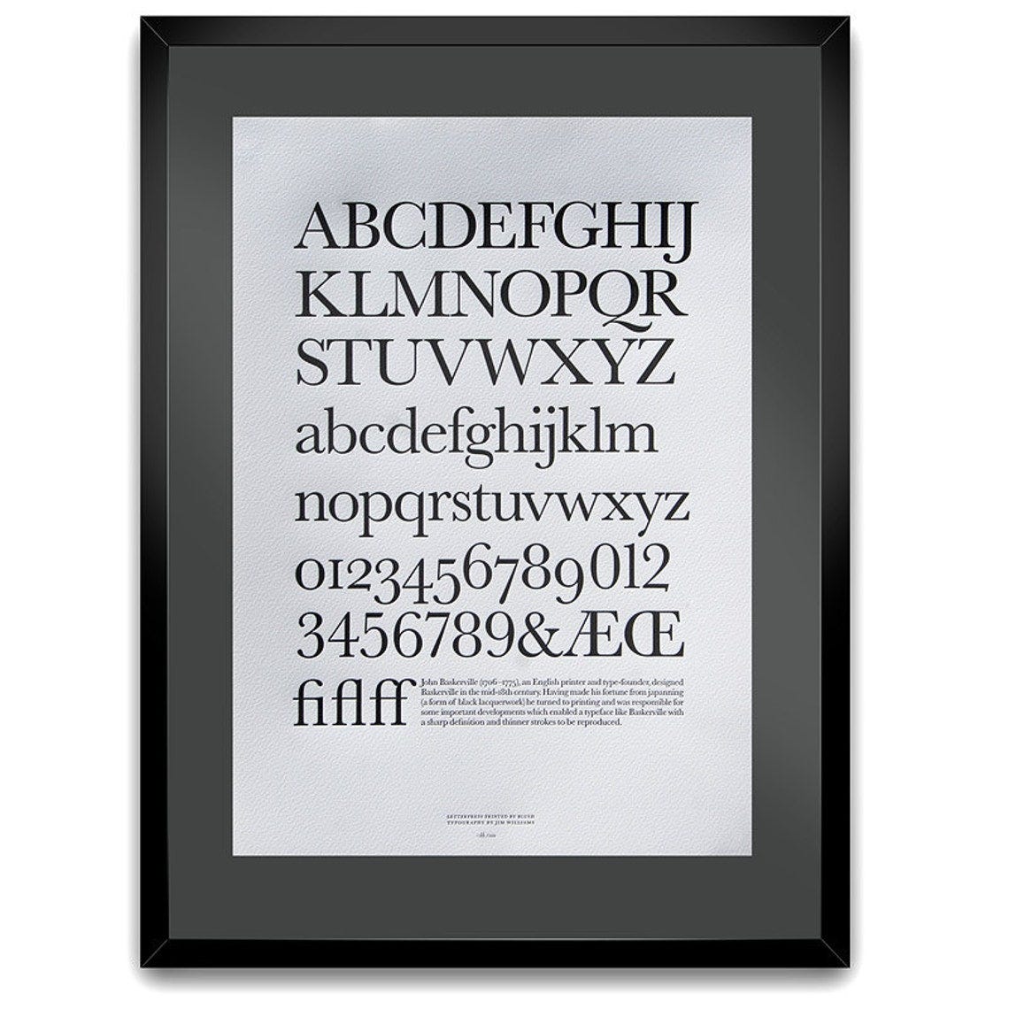 Baskerville Letterpress Typography Print image 1