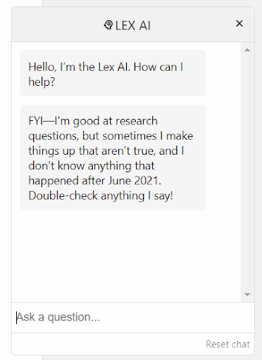Lex AI chatbox. 