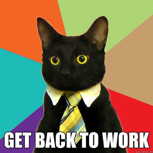 Get back to work - Business Cat - quickmeme