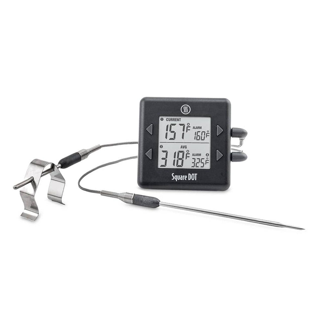 A digital thermometer with two probes attached