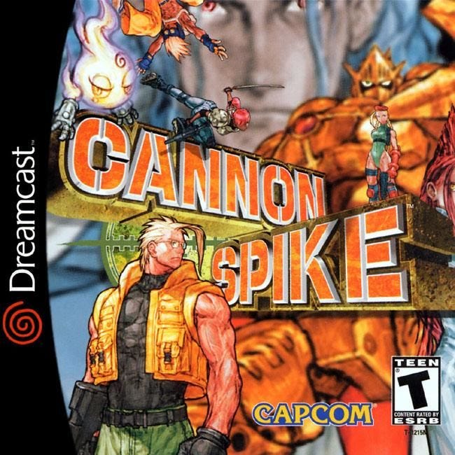 The box art for Cannon Spike, featuring the game's stylized logo, as well as the various (non-hidden) characters you can play as.