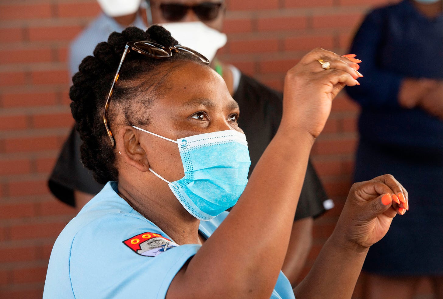 Nomafrench Mbombo, the Western Cape Provincial Minister of Health talks to media at Khayelitsha Hospital, in the huge sprawling township of Khayelitsha, about 35km from the centre of Cape Town, on December 29, 2020. - South Africa has become the first African nation to record one million coronavirus cases, according to new data published by the country's health ministry on December 27, 2020. Currently suffering a second wave of infections, of which the majority are a new variant of the coronavirus, South Africa is the hardest hit country on the African continent. (Photo by RODGER BOSCH / AFP) (Photo by RODGER BOSCH/AFP via Getty Images) Nomafrench Mbombo, the Western Cape Provincial Minister of Health talks to media at Khayelitsha Hospital, in the huge sprawling township of Khayelitsha, about 35km from the centre of Cape Town, on December 29, 2020. - South Africa has become the first African nation to record one million coronavirus cases, according to new data published by the country's health ministry on December 27, 2020. Currently suffering a second wave of infections, of which the majority are a new variant of the coronavirus, South Africa is the hardest hit country on the African continent. (Photo by RODGER BOSCH / AFP) (Photo by RODGER BOSCH/AFP via Getty Images)