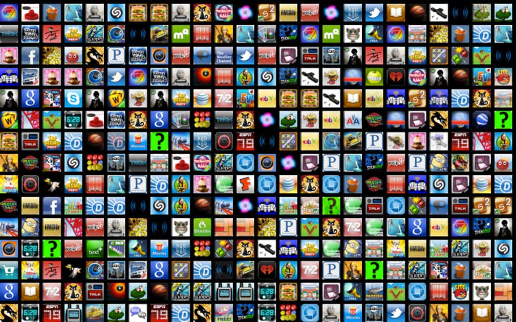 Screen filled with App Store icons.