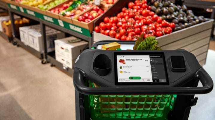Amazon’s grocery cart in their first full-sized cashierless store