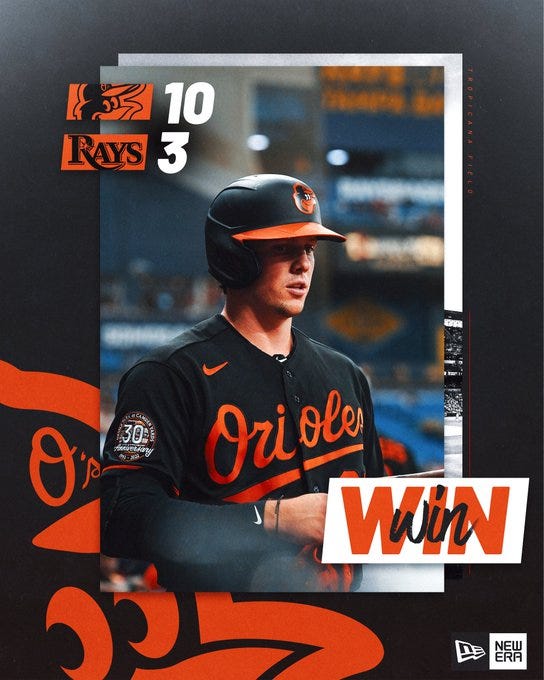 Orioles road win graphic