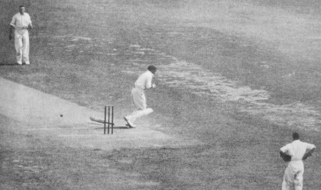 Bill Woodfull struck over the heart by Larwood during the Bodyline Ashes. Woodfull then claimed the high ground for Australia in the moral war unfolding between the two teams.
