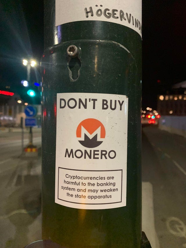 r/Monero - Spotted in Stockholm this evening