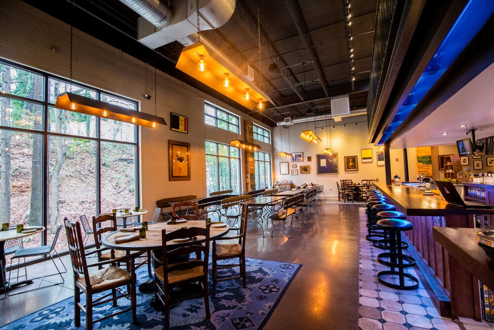 The main dining room of Bold Monk Brewing Co.