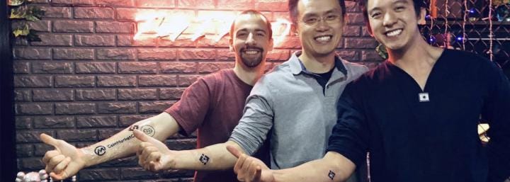 Are you dedicated enough to get a tattoo of your company’s logo? Binance’s Changpeng Zhao is 