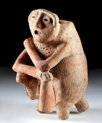 Rare Mississippian Pottery Male Effigy Vessel w/ TL sold at auction on 24th  January | Bidsquare