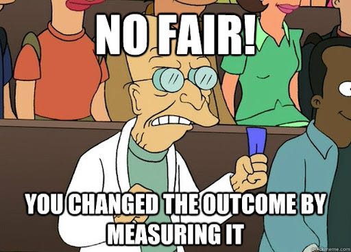 No fair! you changed the outcome by measuring it - Farnsworth - quickmeme