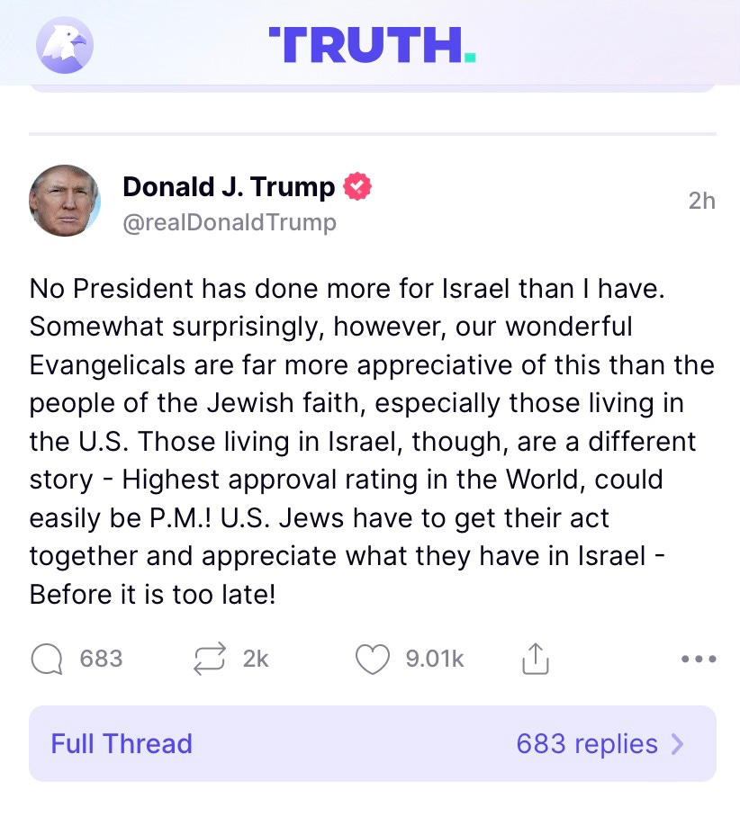 Trump Berates American Jews For Not Having Enough Gratitude Towards Him –  Rolling Stone