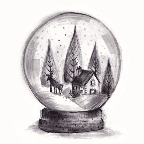 kassreichillustration | Globe drawing, Winter drawings, Reindeer drawing