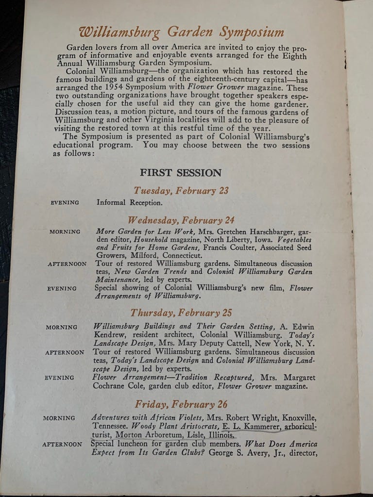 Inside of the pamphlet, outlining the schedule for the first session.