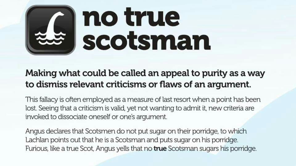 No true Scotsman | Logical fallacies, No true scotsman, Rhetoric