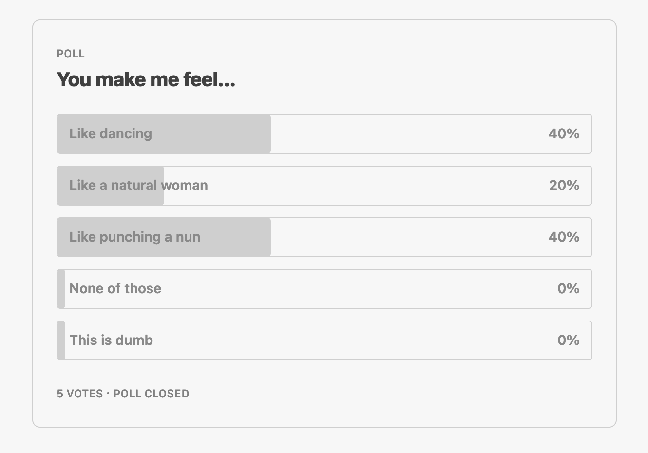 screenshot of October poll