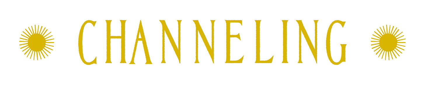 The channeling logo, a sunny typeface with drawings of suns on either ends of the word, designed by Ethel Moore.