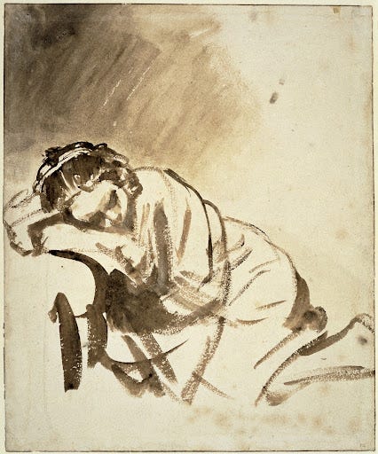 Rembrandt van Rijn, Young Woman Sleeping, a drawing — Google Arts &amp; Culture