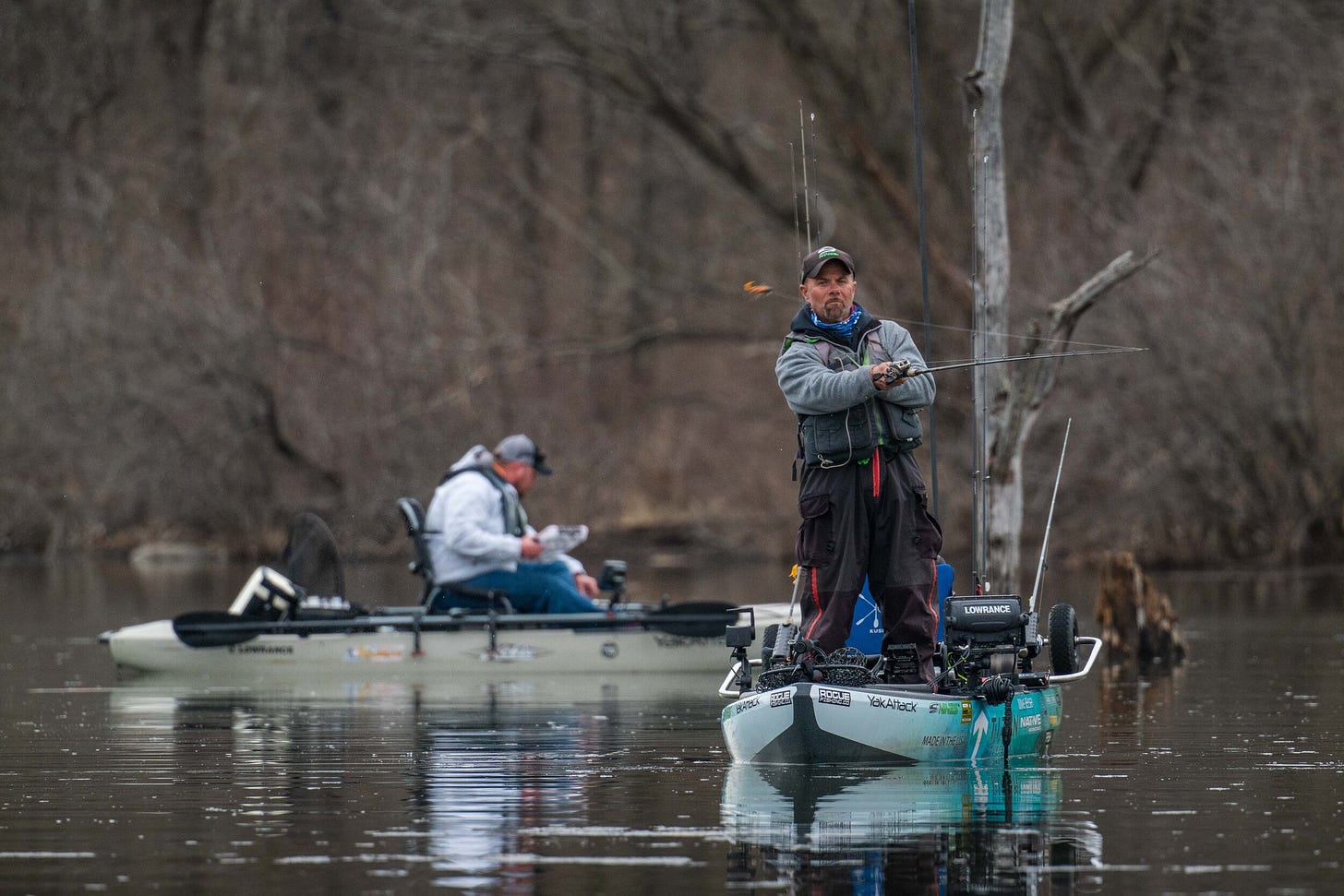  True sportsmanship on display as angler Mike Elsea and Drew Ducan both target fish in the same area. Working together to respect each other's water.  