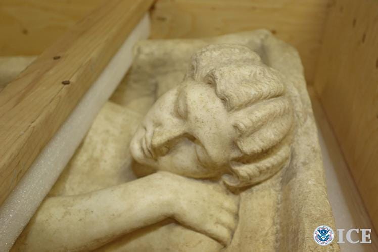 HSI seizes Roman sarcophagus lid linked to convicted art smuggler