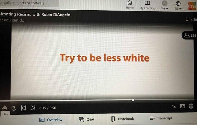 Coca-Cola is accused of reverse racism for sharing a video encourages  employees to be 'less white' | Daily Mail Online