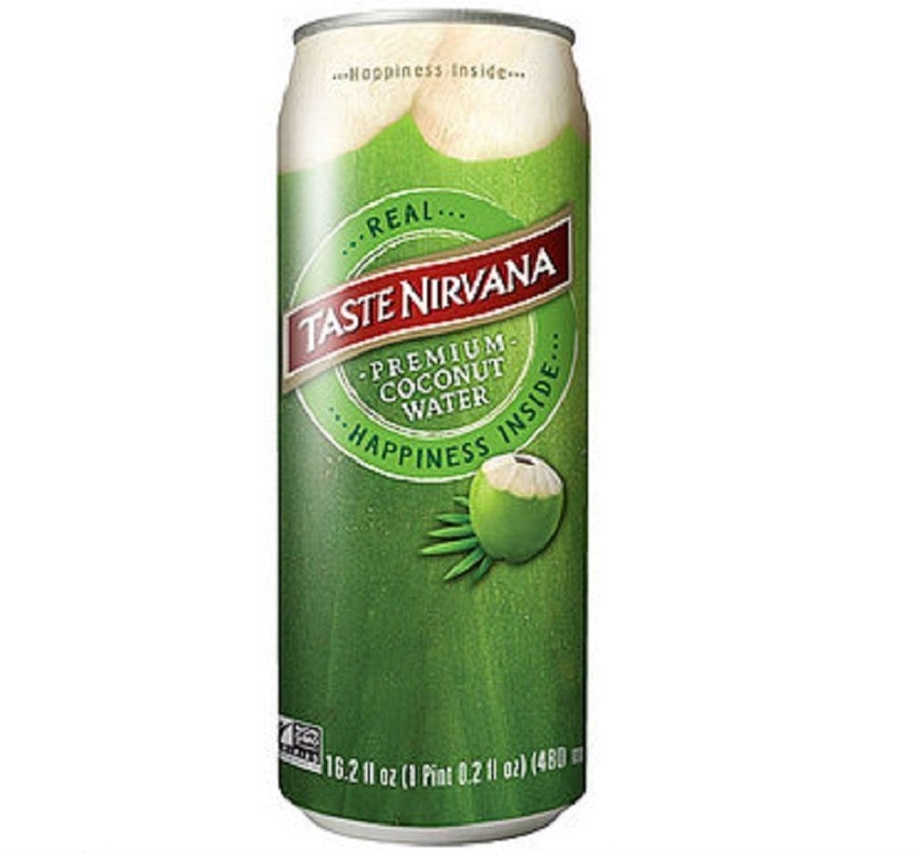 An image of a can of Taste Nirvanna coconut water