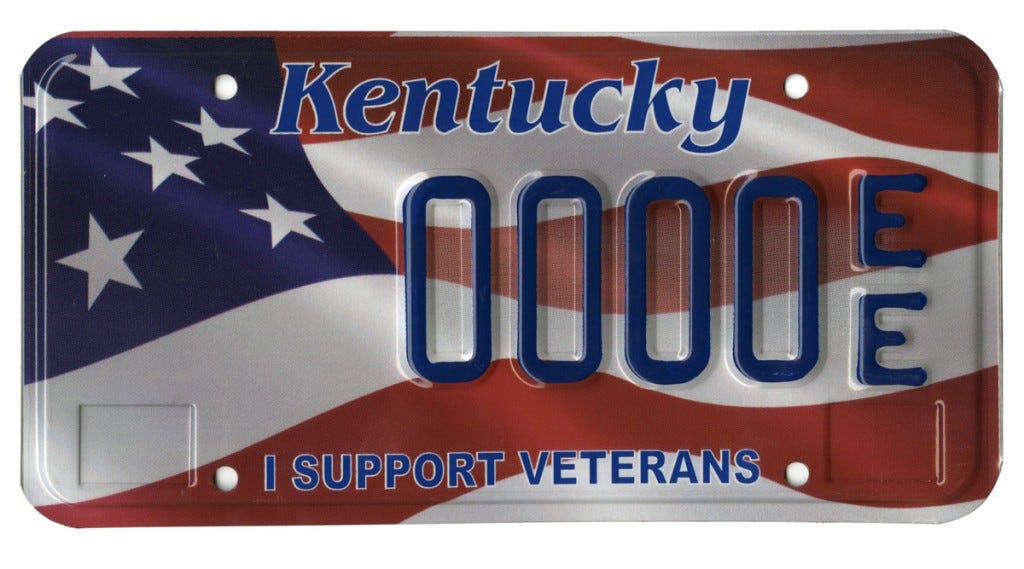 'I Support Veterans' license plate