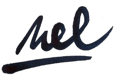 Mel's sign-off, in her handwriting