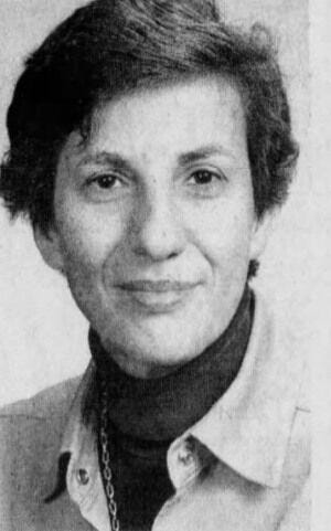 Closeup black and white portrait of Rita Addessa.