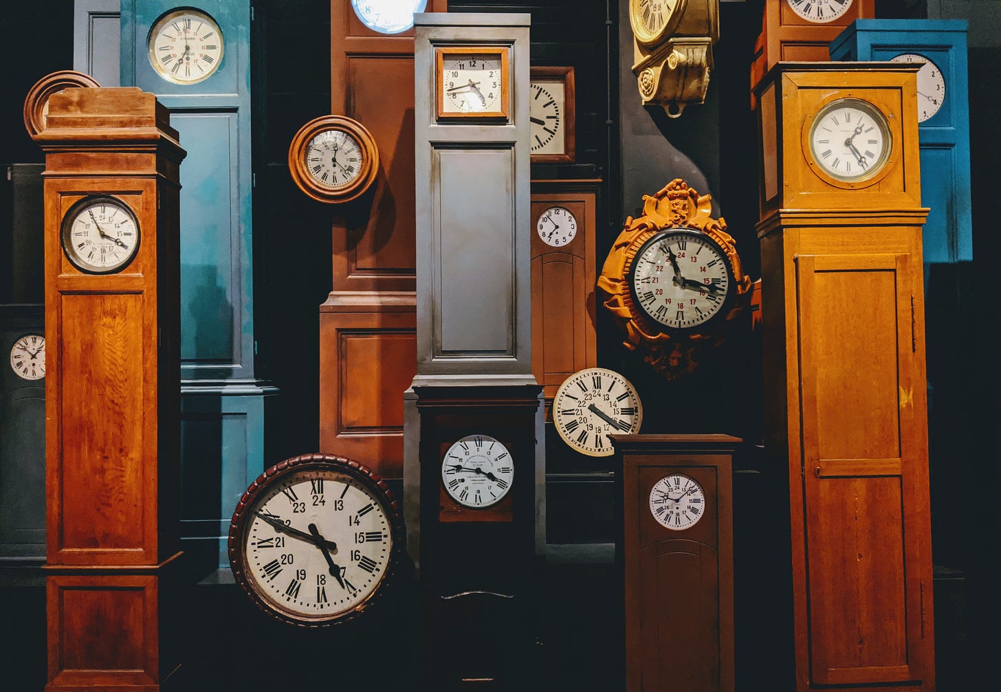 Collection of grandfather clocks
