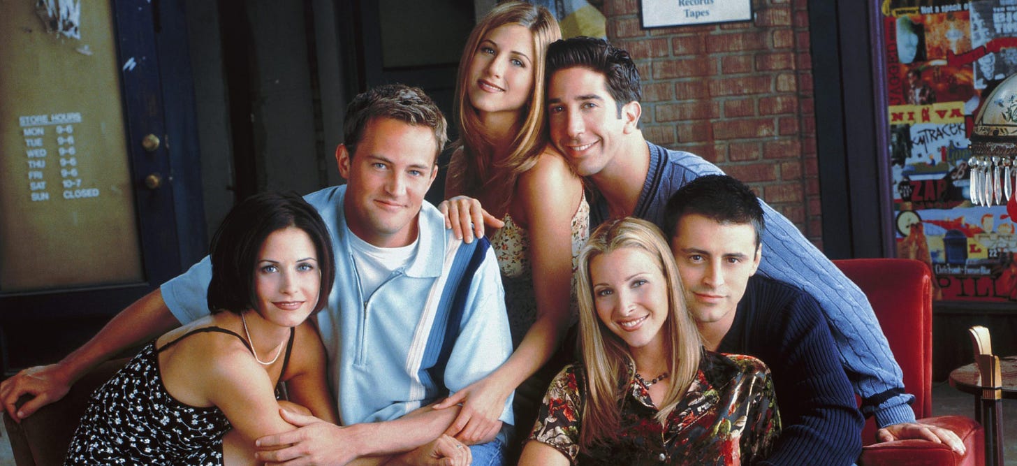 The cast of Friends, in an original publicity still.