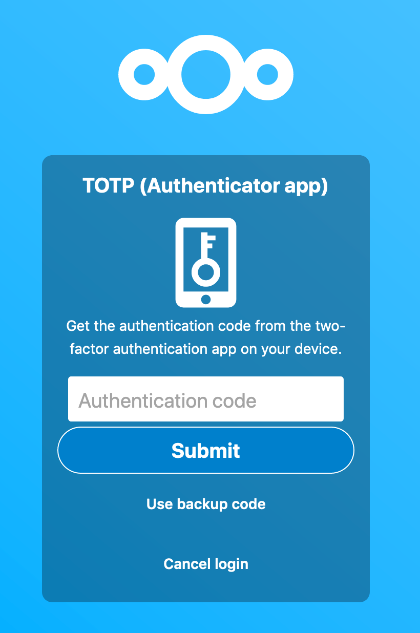 Nextcloud Two-Factor authentication