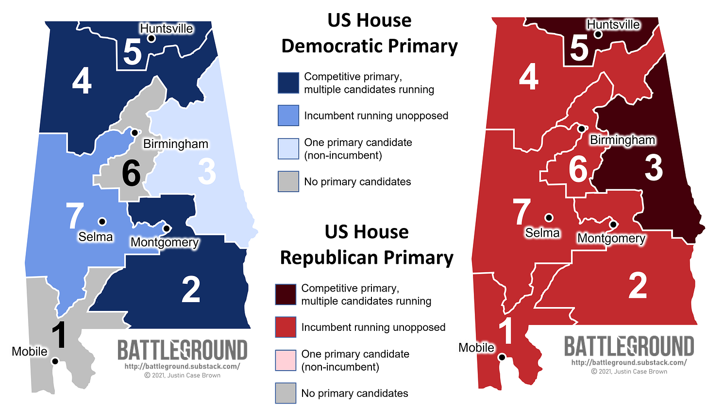 Alabama US House Primary Results Map 2022
