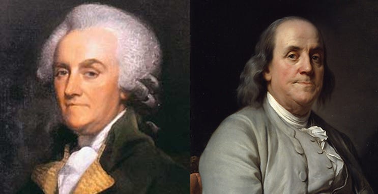 Side-by-side headshots of William and Benjamin Franklin