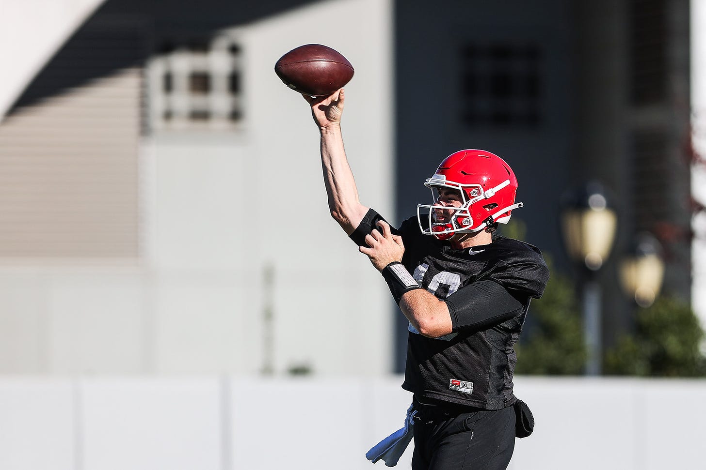 Georgia quarterback JT Daniels (18) during the Bulldogs’ practice session in Athens, Ga., on Wednesday, Oct. 27, 2021. (Photo by Mackenzie Miles)