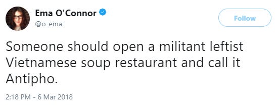 Screenshot of a funny tweet about pho