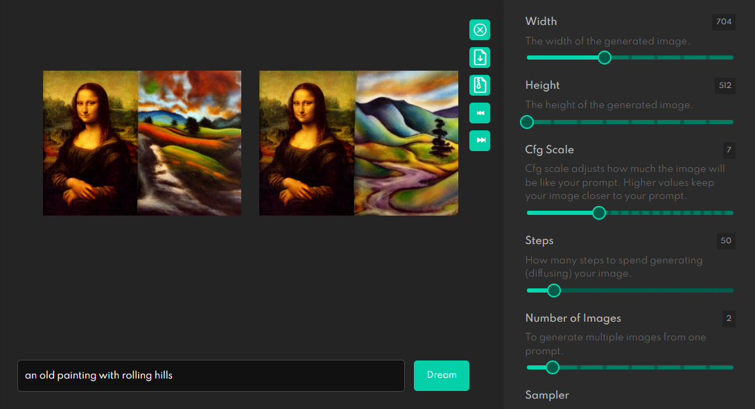 Mona Lisa outpainted with Midjourney. 