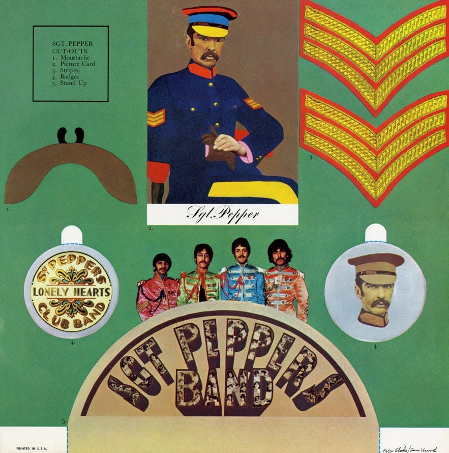 The Beatles Sgt. Pepper Lonely Hearts Club Band Album Insert Cut-Outs &amp; Art  | FeelNumb.com