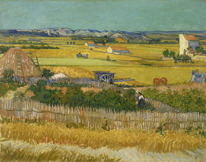 Vincent Van Gogh, Harvest at La Crau with Montmajour in the Background, 1888, Van Gogh Museum, Amsterdam, 29x36 inches