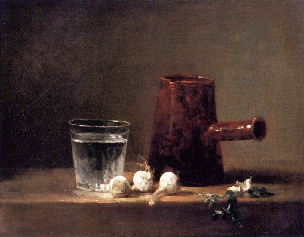 Glass of Water and Coffee Pot