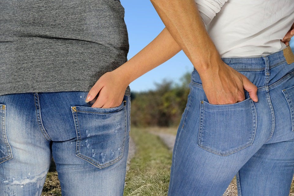 Woman, Man, Few, In Love, Close, Affection, Hand, Jeans
